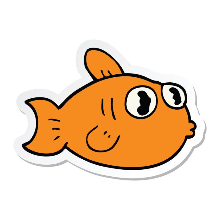 Sticker Fische Goldfisch mit großen Augen und hervorstehenden Lippen