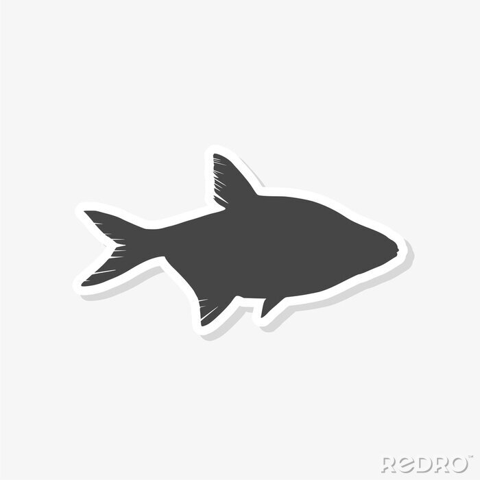 Sticker Fische Grafik eines Fisches in einem weißen Umriss