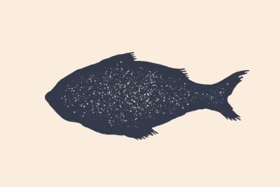 Sticker Fische schwarzer Fisch gefüllt mit unregelmäßigen Punkten