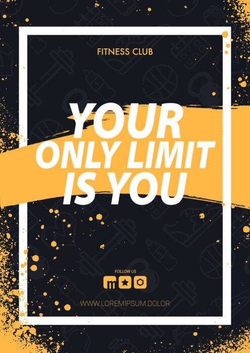Sticker Fitness Gym Motivation Quote. Grunge Poster Concept.