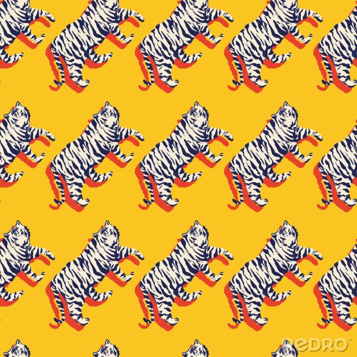 Sticker Flache nahtlose Tiger