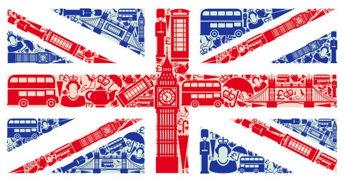 Sticker Flagge von England von Symbolen des Vereinigten Königreichs und London