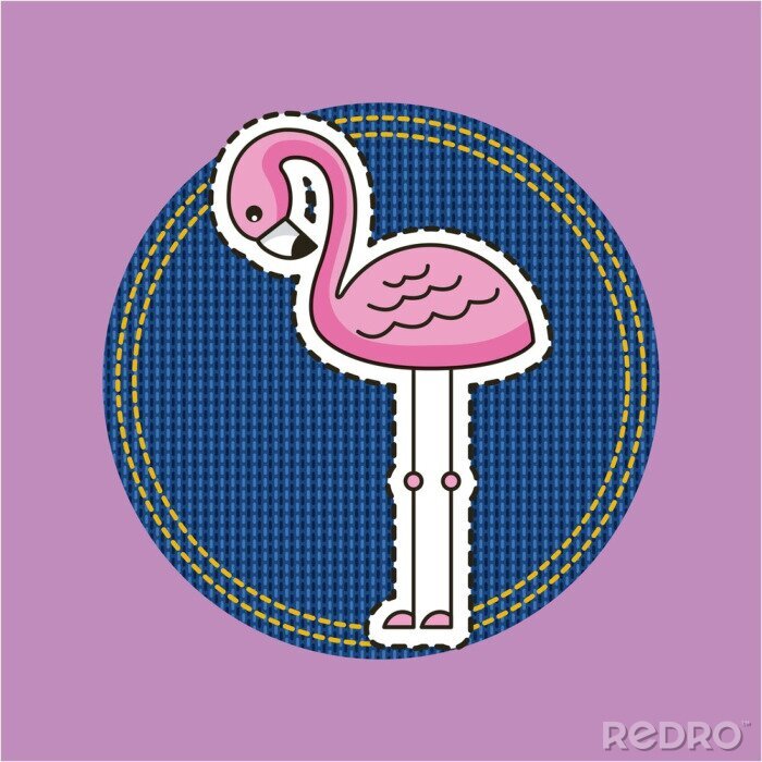 Sticker Flamingo auf blauem Kreis