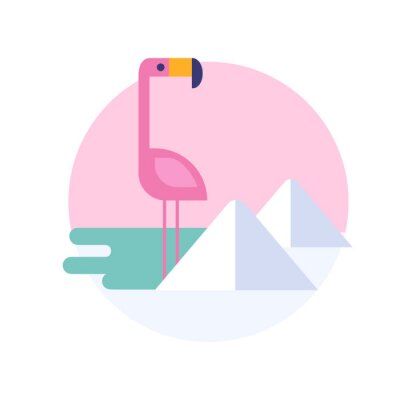 Sticker Flamingo auf einer minimalistischen Grafik