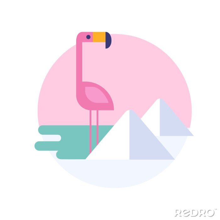 Sticker Flamingo auf einer minimalistischen Grafik