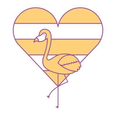 Sticker Flamingo Herz gestreift