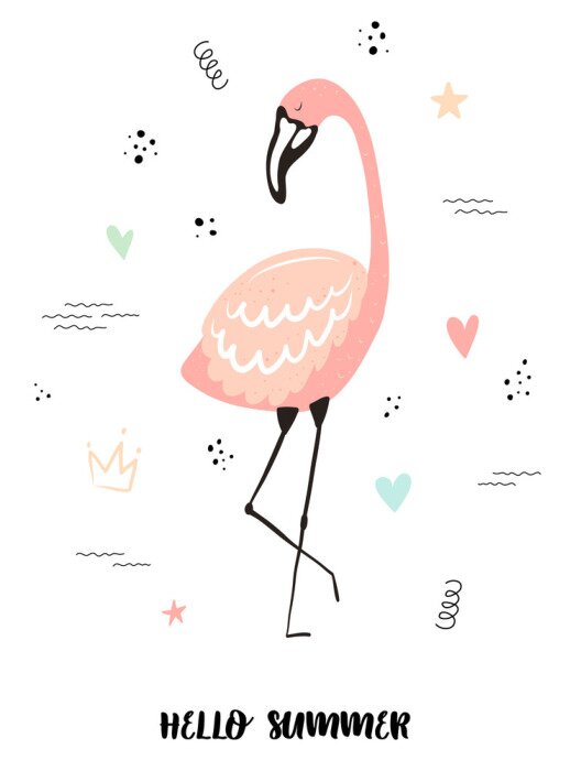 Sticker Flamingo Herz pastellfarben