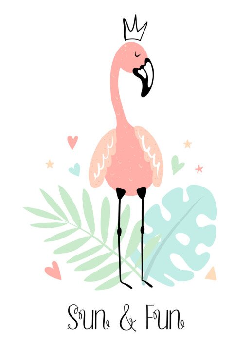 Sticker Flamingo in Krone mit Aufschrift
