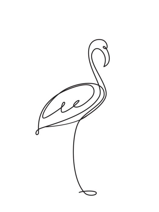 Sticker Flamingo line art