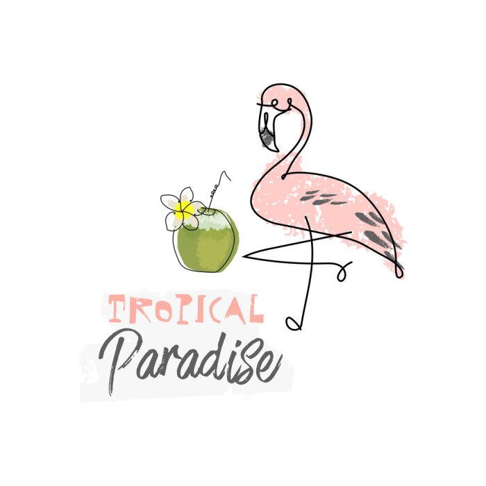 Sticker Flamingo mit exotischem Getränk