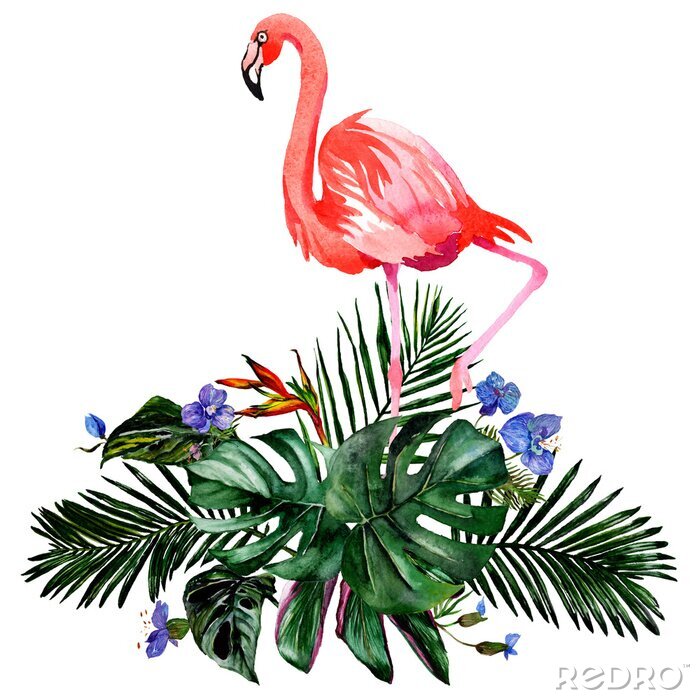 Sticker Flamingo und Fensterblatt