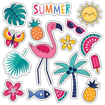 Sticker Flamingo und Ferienzubehör