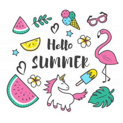 Sticker Flamingos Fensterblatt und Süßigkeiten