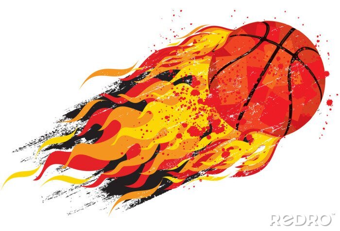 Sticker Flammender Basketball