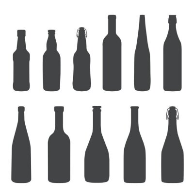 Flaschensilhouetten auf weißem Hintergrund