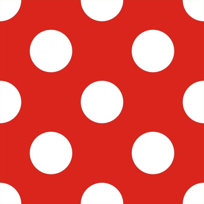Sticker Fliesenvektormuster mit weißen Tupfen auf rotem Hintergrund