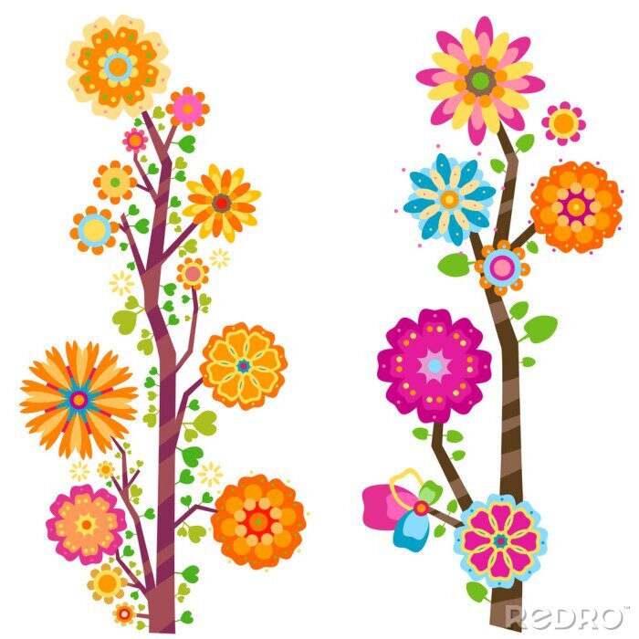 Sticker floral Bäume