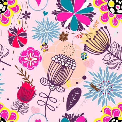 Sticker Floral nahtlose Muster im Retro-Stil