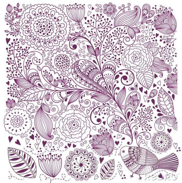 Sticker Florale Zeichnungen