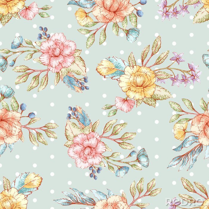 Sticker florales Muster Shabby Chic