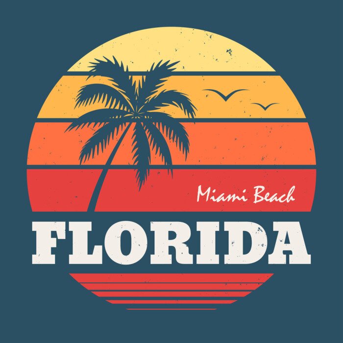 Sticker Florida Miami Beach T-Stück Druck