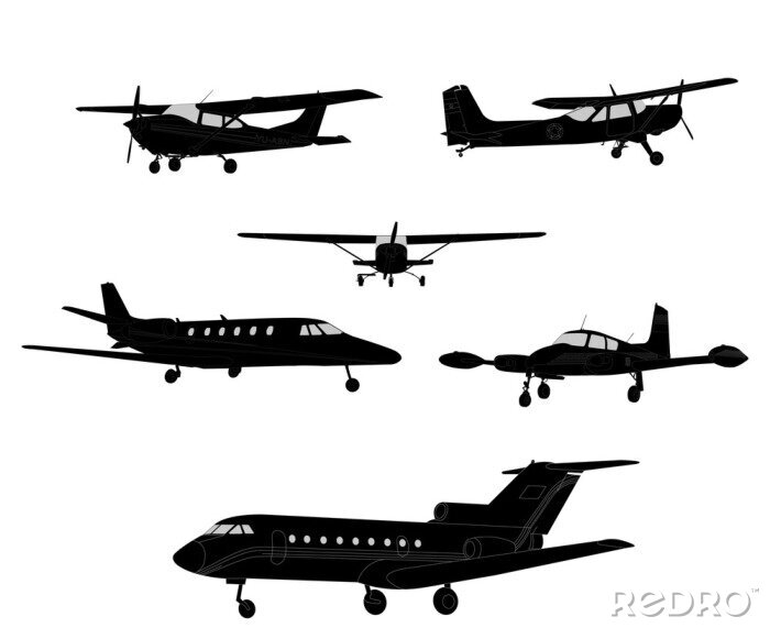 Sticker Flugzeug Silhouetten - Vektor