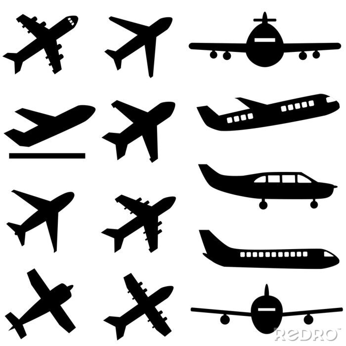 Sticker Flugzeuge in schwarz