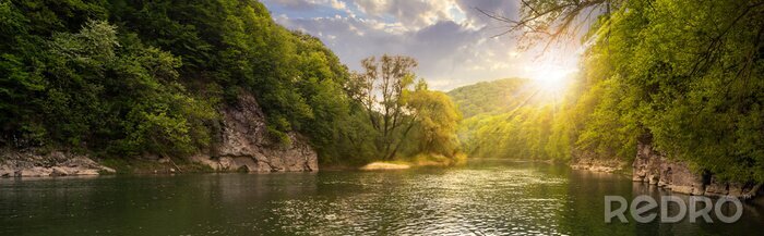 Sticker Flusspanorama bei Sonnenuntergang