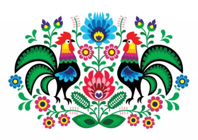 Sticker Folkloristische Elemente im Łowicz-Stil