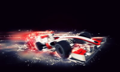Formel 1 Bolid auf schwarzem Hintergrund