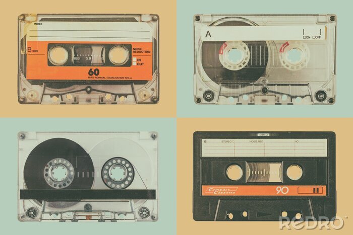 Sticker Four old audio compact cassettes
