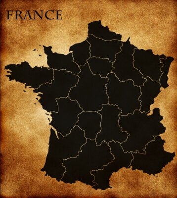 Sticker Frankreich Karte mit den Regionen