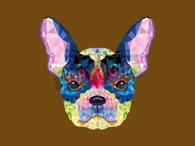Sticker Französisch Bulldogge Kopf in geometrische Muster