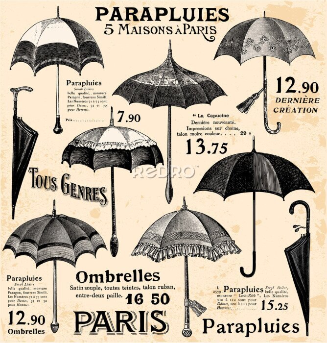 Sticker Französische Regenschirme