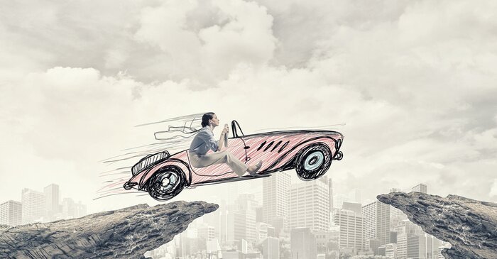 Sticker Frau im gezogenen Auto