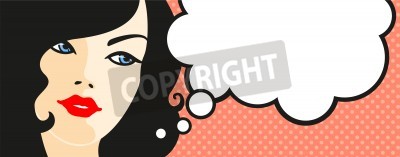 Sticker Frau mit einer leeren Comic-Sprechblase