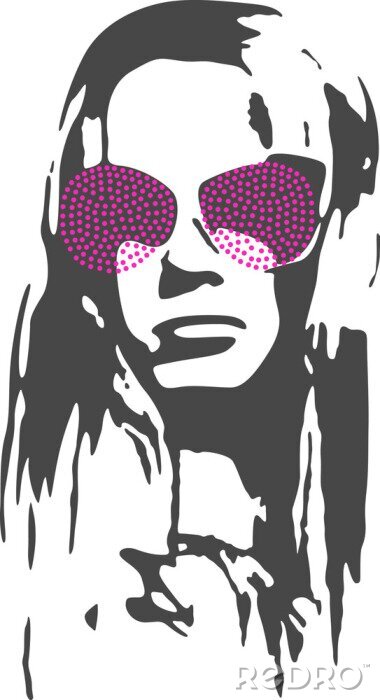 Sticker Frau mit rosa Brille