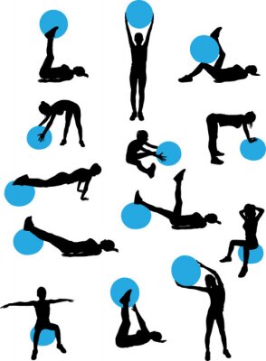 Sticker Frau Pilates Workout Sammlung - Vektor