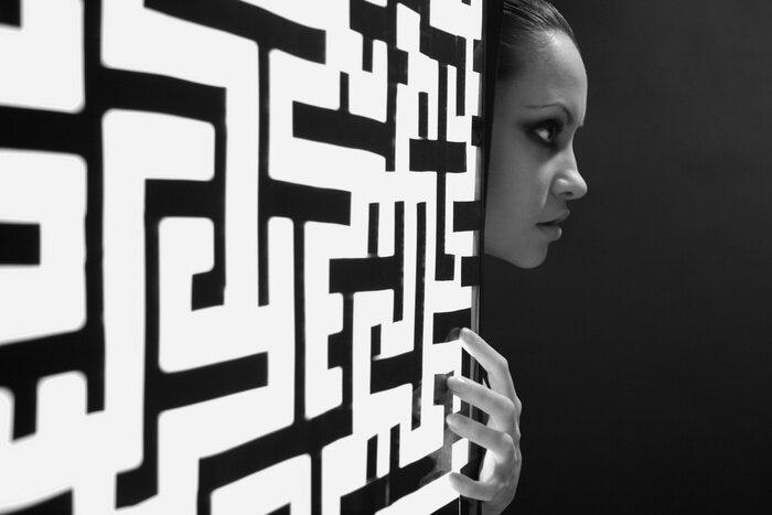 Sticker Frau und schwarz-weißes Muster