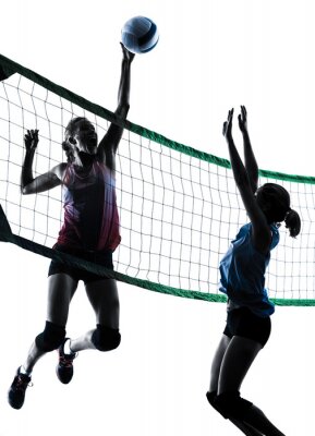 Sticker Frauen-Volleyball-Spieler isoliert Silhouette