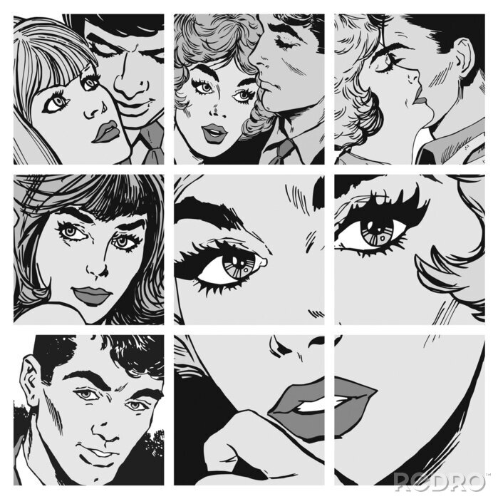 Sticker Frauenporträt auf Illustration