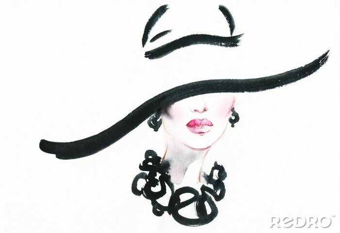 Sticker Frauenportrait mit Hut