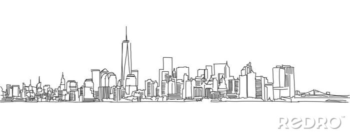 Sticker Freie Hand Skizze der Skyline von New York City. Vektor Gekritzel