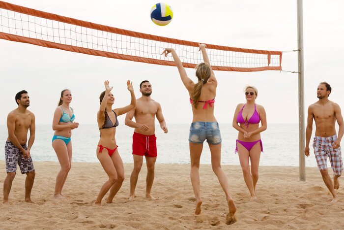 Sticker Freunde, die Volleyball spielen