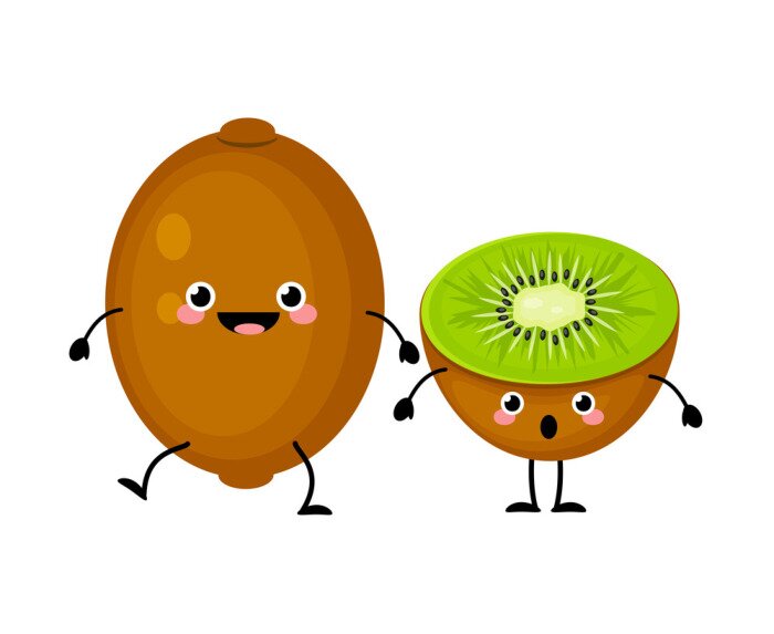 Sticker Freundliche Kiwi Cartoon-Figuren