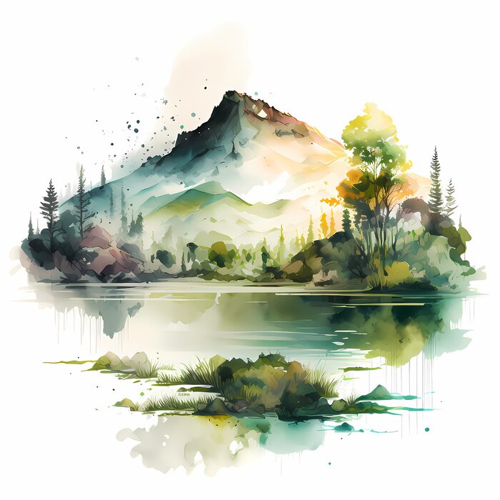 Sticker Friedliche grüne Landschaft