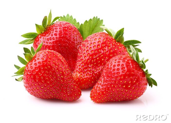 Sticker Frische Erdbeeren mit Stielen und Blättern