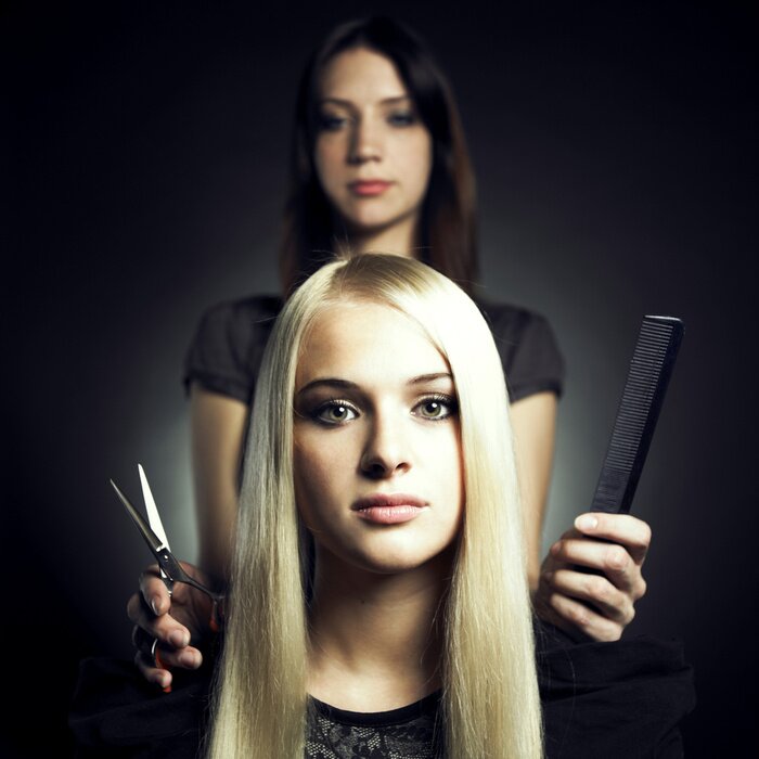 Sticker Friseur mit Friseurzubehör