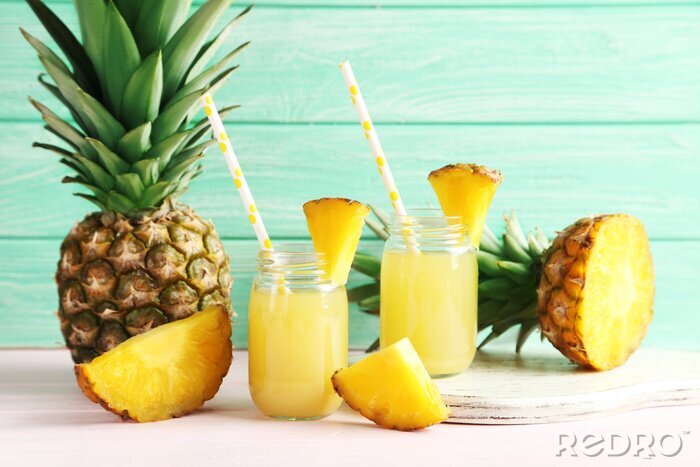 Sticker Früchte und Getränke aus Ananas