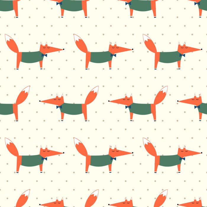 Sticker Füchse in grünen Blusen mit Fliege